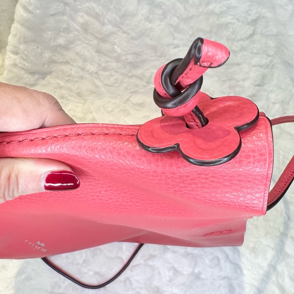 Coach Derby Crossbody in Strawberry Red Pebble Leather - Picture 7 of 10